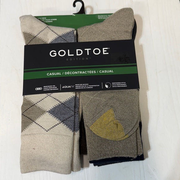 Gold Toe Argyle Socks Set - Brown, Tan, and Navy Blue - Picture 1 of 9